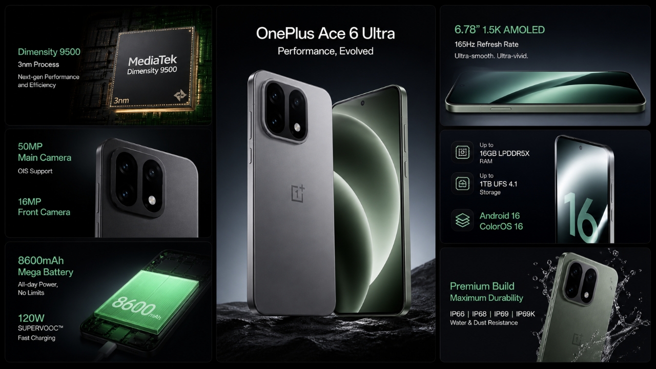 مواصفات وسعر OnePlus Ace 6 Ultra 